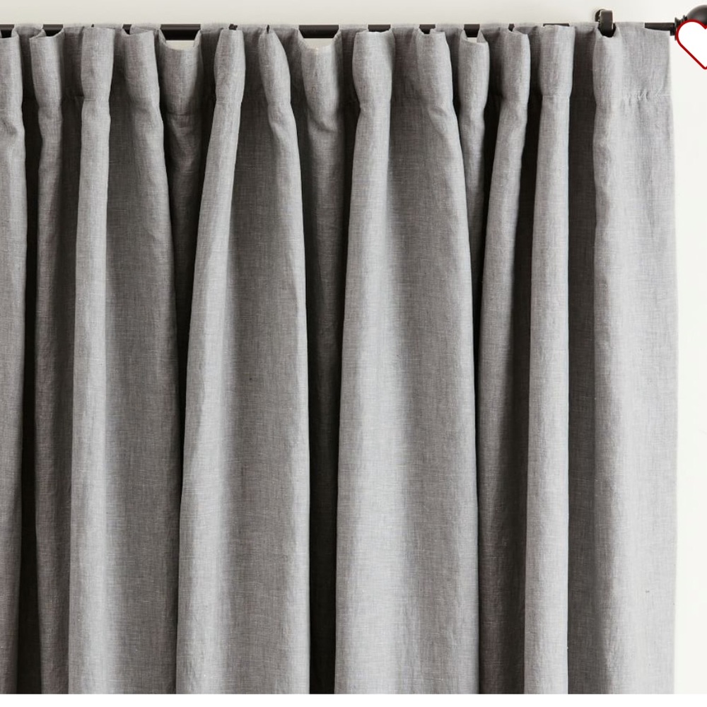 PB Belgian Flax Linen Curtain in Light Charcoal size 50x84